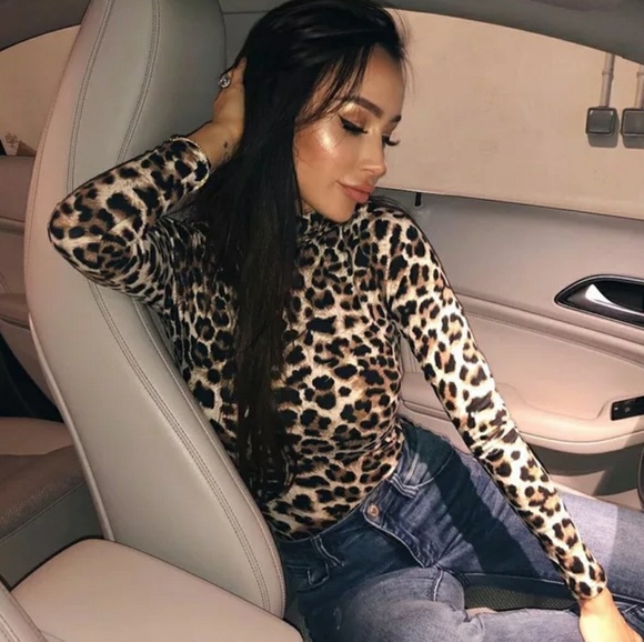 Leopard Print Long Sleeve Jumpsuit